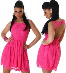 Koronkowa Rozkloszowana sukienka Wesele RÓŻ  N7