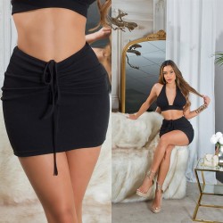 Spódnica mini z wiązaniem dopasowana czarna 35/24 